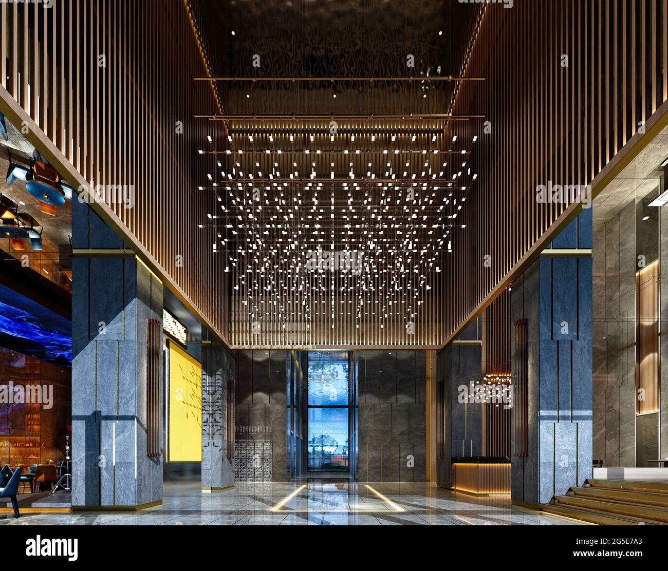 3d render of luxury hotel lobby reception Stock Photo - Alamy
