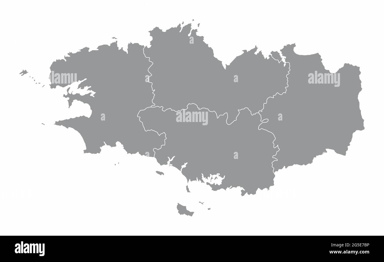 Brittany administrative map isolated on white background Stock Vector ...