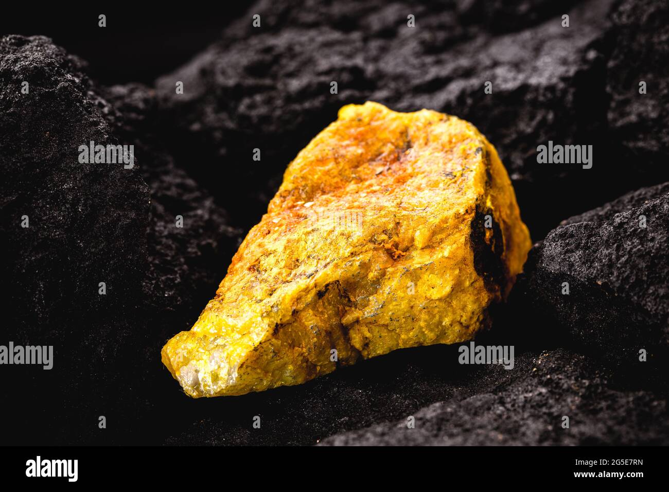 uranium ore in mine, mineral radiation concept, radioactive energy