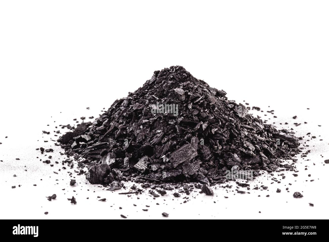 graphite powder used in industry, black powder with isolated white