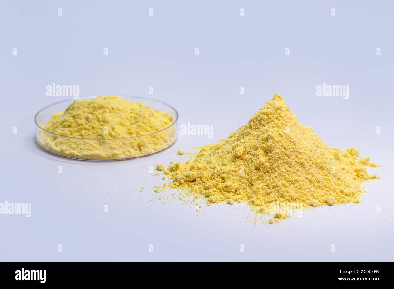 pure sulfur powder, used in medicine, or fertilizer or fungicide Stock