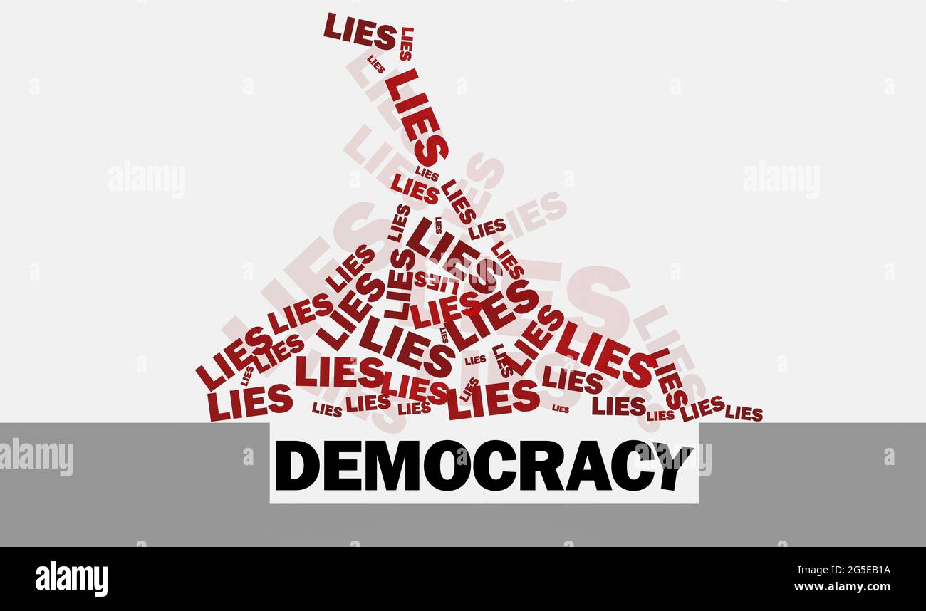 Democracy buried by lies, concept illustration Stock Photo