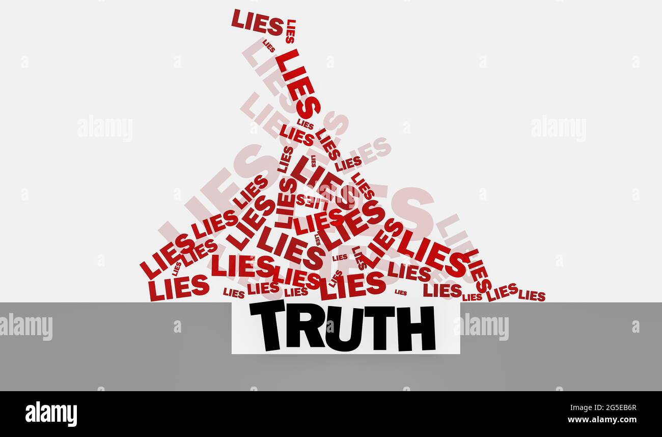 Truth buried by lies, concept illustration Stock Photo