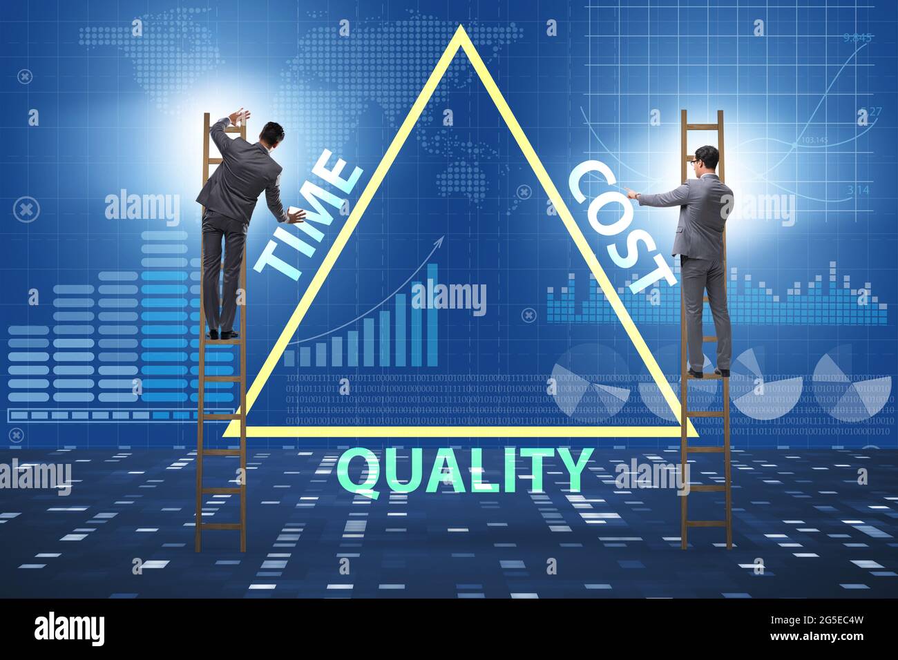 Concept of efficiency with cost time and the quality Stock Photo - Alamy