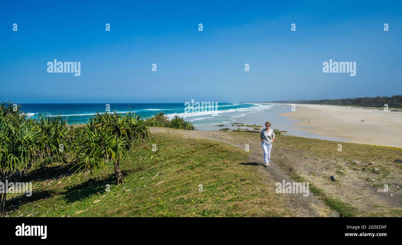 view of Cudgera Beach from Hastings Point on the New South Wales North Coast, Tweed Shire, Australia Stock Photo
