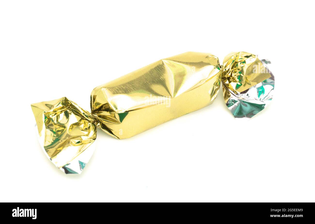 Gold Wrapped Candy on a White Background Stock Photo Alamy