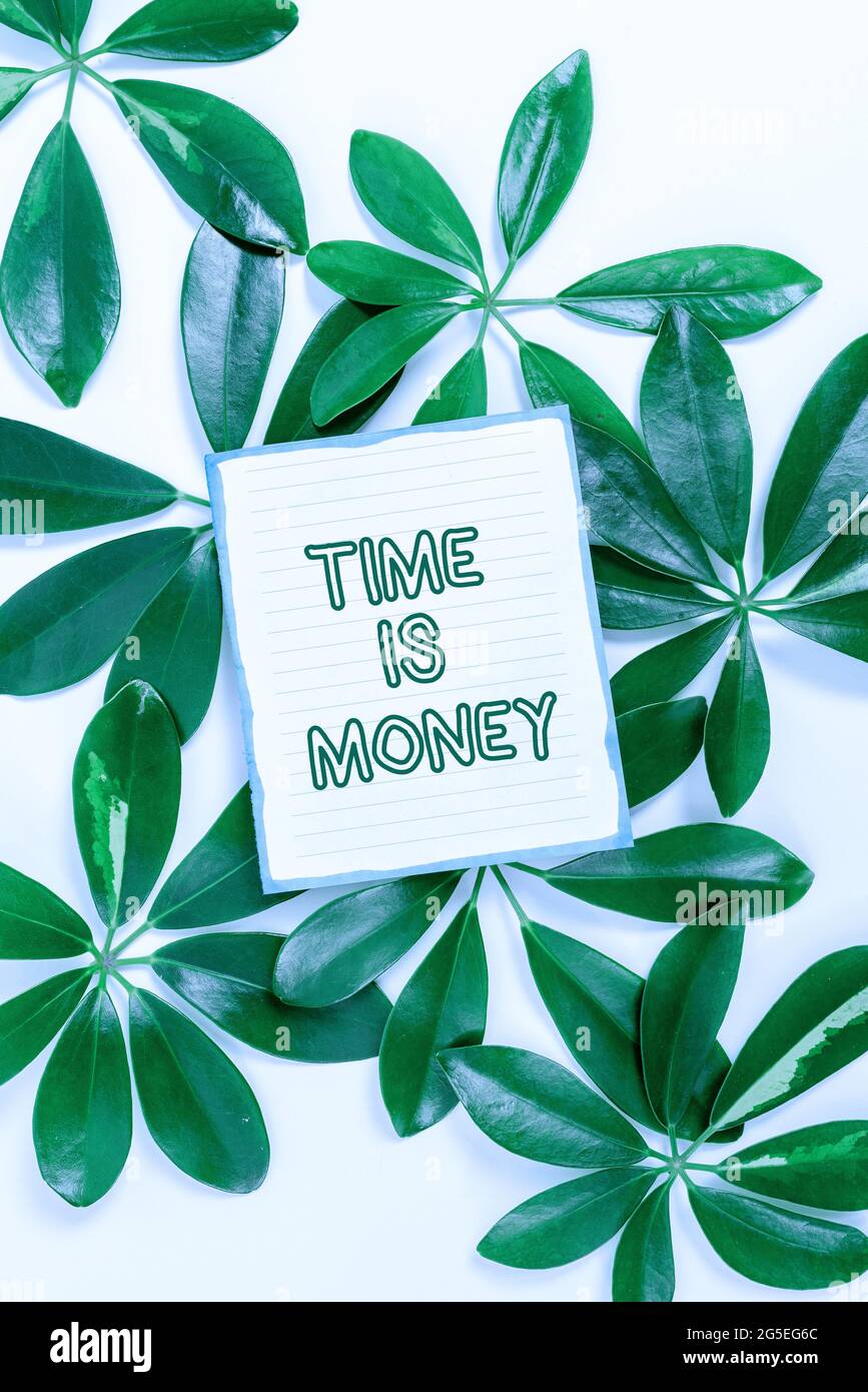 Inspiration Showing Sign Time Is Money Word For To Do Things As Quickly As Posibble And Not To Waste Time Saving Environment Ideas And Plans Stock Photo Alamy