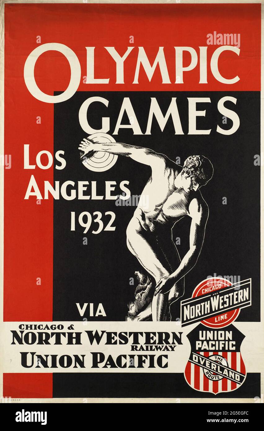 A vintage travel poster for the 1932 Olympic Games in Los Angeles, USA Stock Photo