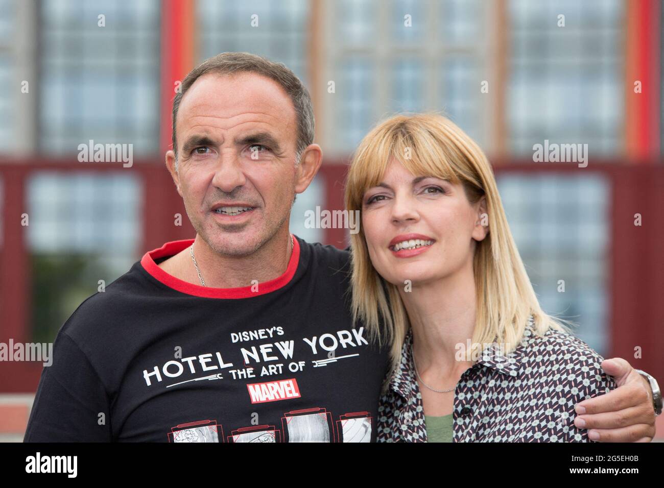 Nikos Aliagas and his wife Tina Grigoriou attends the Disney's Hotel New  York - The Art of Marvel week end experience on June 27, 2021 in Paris,  France. Photo by Nasser Berzane/ABACAPRESS.COM