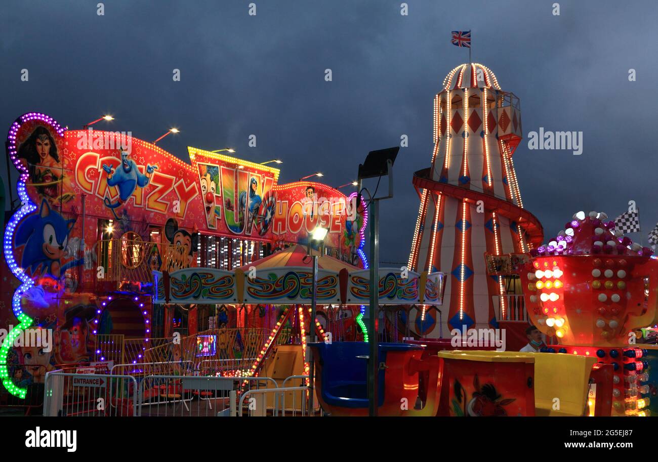 Hunstanton, Rainbow Park, amusement, fairground, Pleasure Beach, fair, Norfolk, England, UK Stock Photo