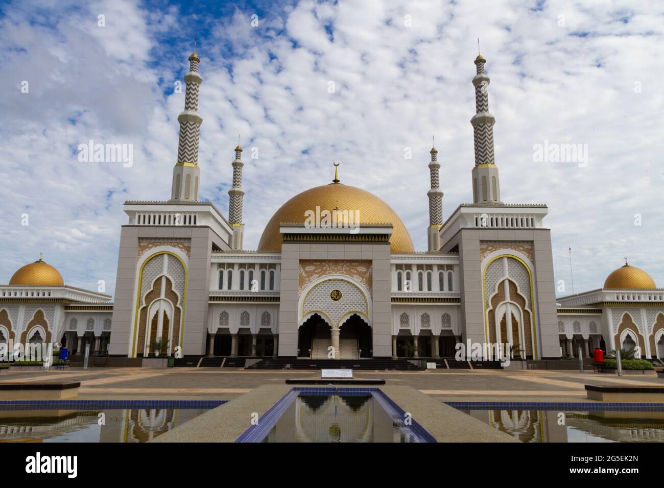al falah is New Mosque Famous Tourist attraction In Mempawah, Indonesia. Mempawah and west borneo tourism concept Image. Ramadan kareem image. Stock Photo