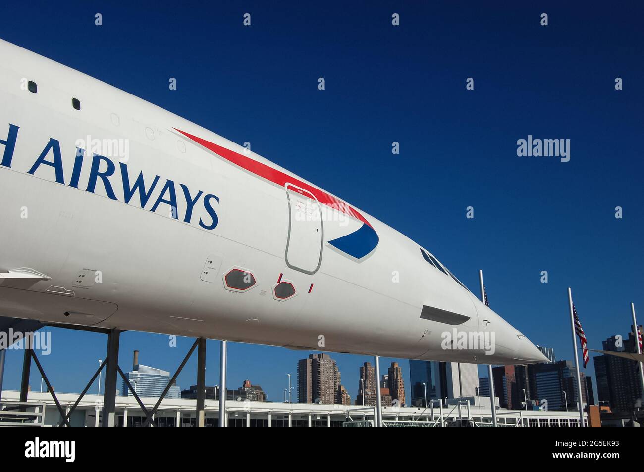 British Airways Concorde registration: G-BOAD, on display at the Intrepid Sea, Air and Space museum in New York City. Stock Photo