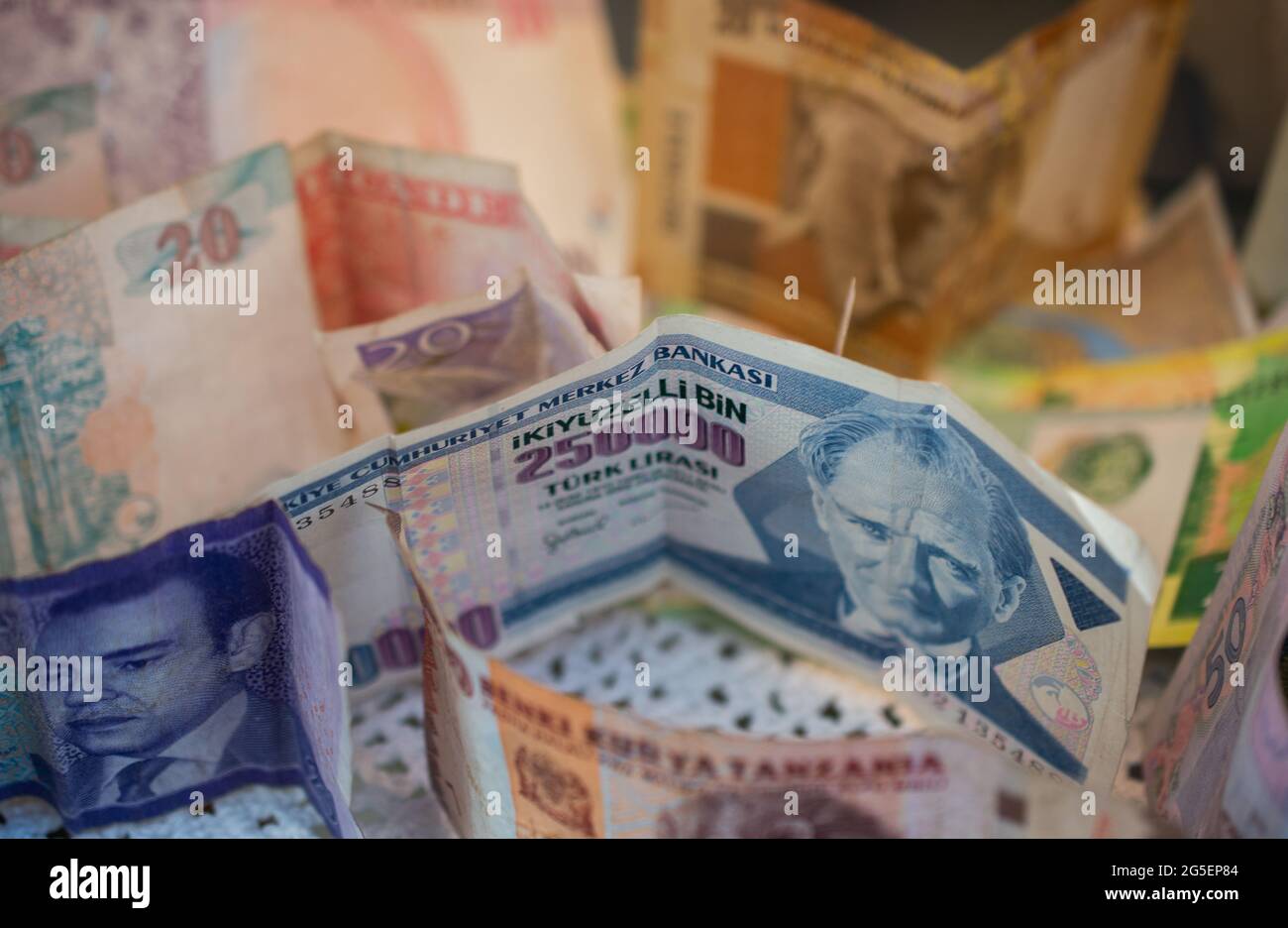 A closeup shot of Turkish money lira Stock Photo