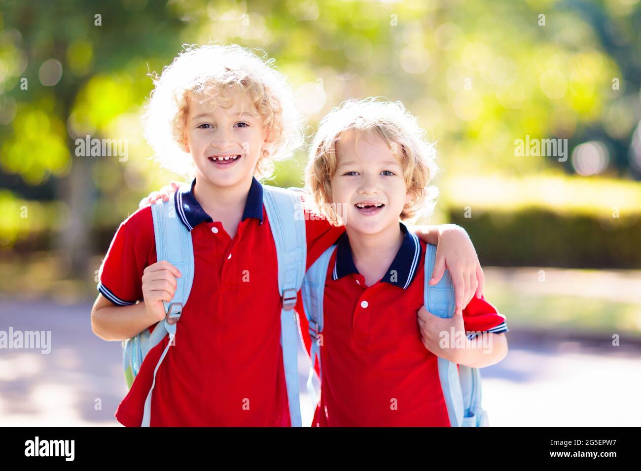 Children go back to school. Start of new school year after summer