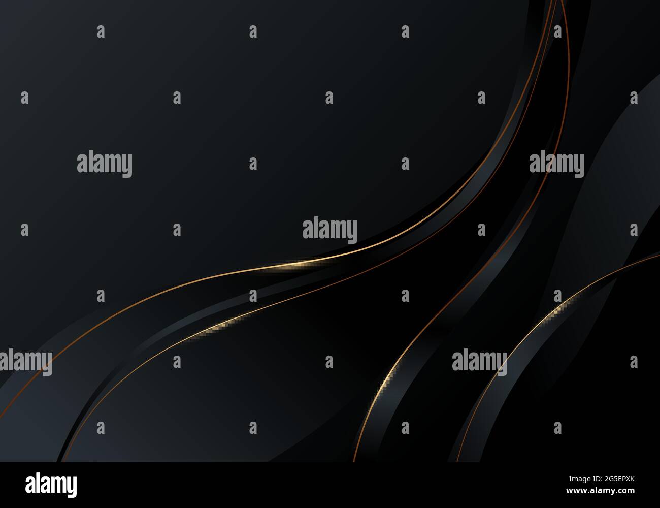 Abstract gold wave line on black background luxury style. Vector ...