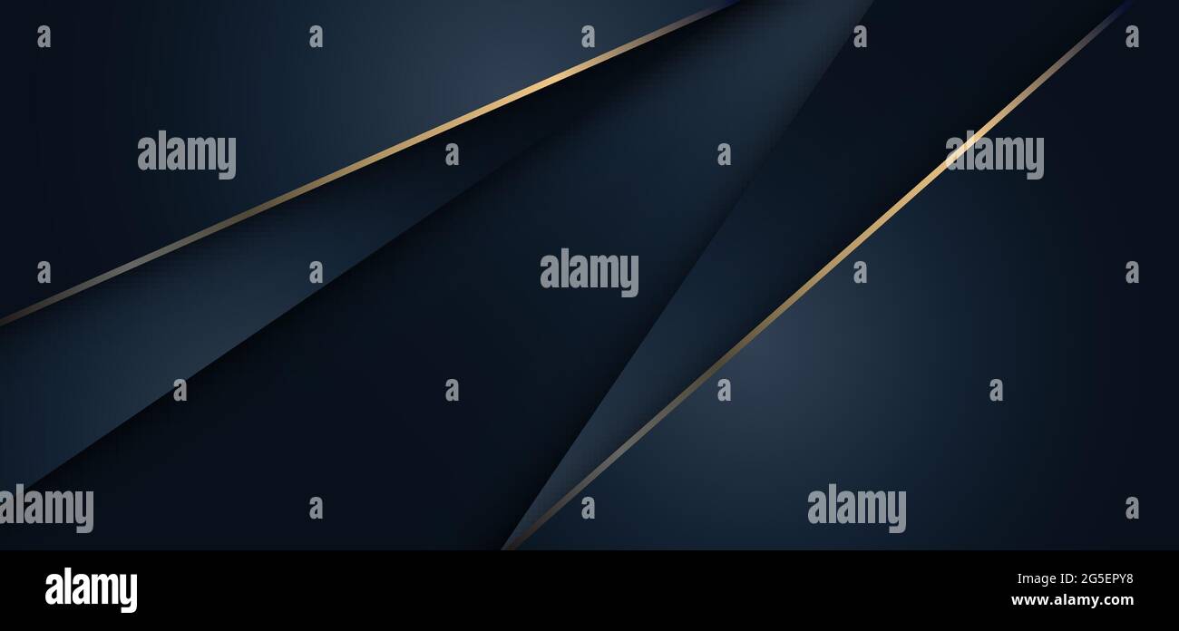 Abstract 3D realistic blue stripes layer with golden lines luxury style ...