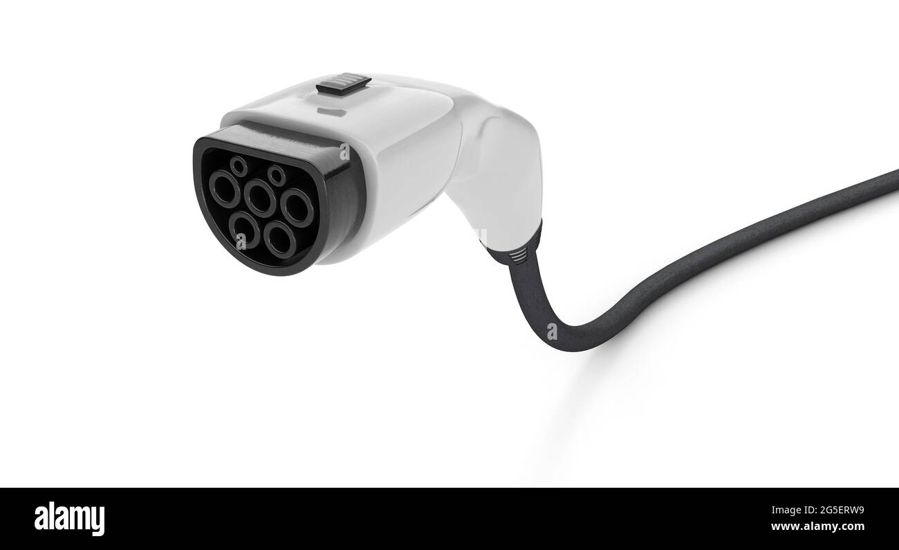Charging plug for electric vehicles. isolated on white background. 3d
