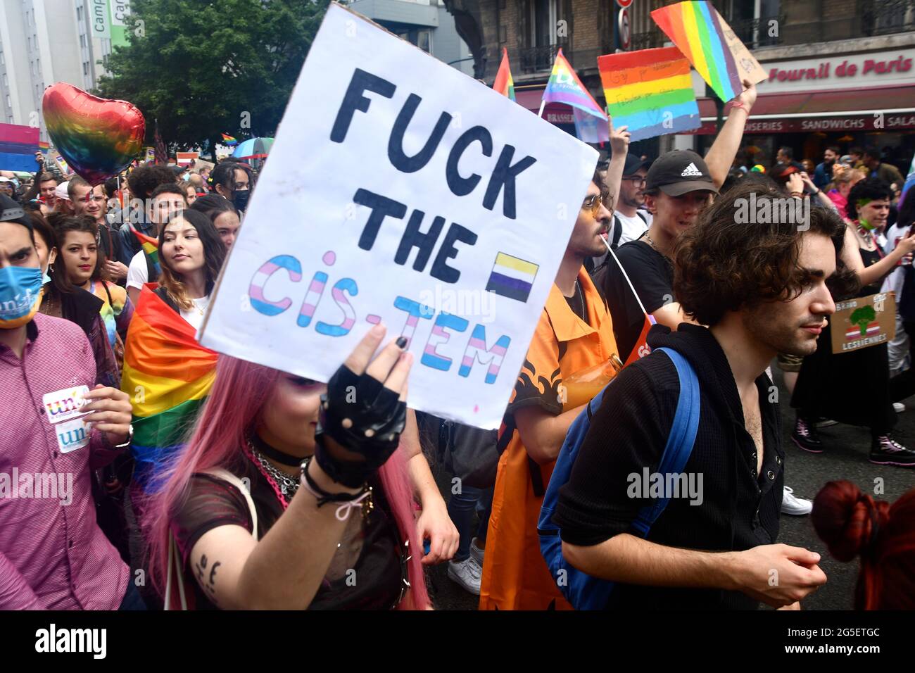Paris France 26th June 2021 Thousands Of People Attend Paris Gay Pride Parade 2021 Known Locally As Marche Des Fiertes Lgbtq It Started At 3pm From The Church Of Pantin A Northeastern [ 956 x 1300 Pixel ]