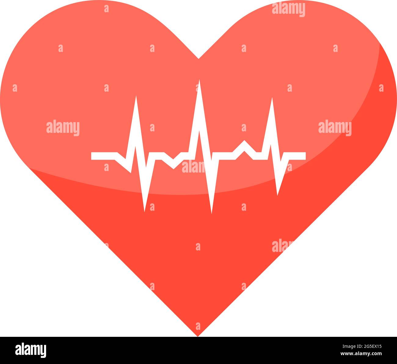 Isolated heart icon with cardiogram on white background. Flat vector ...