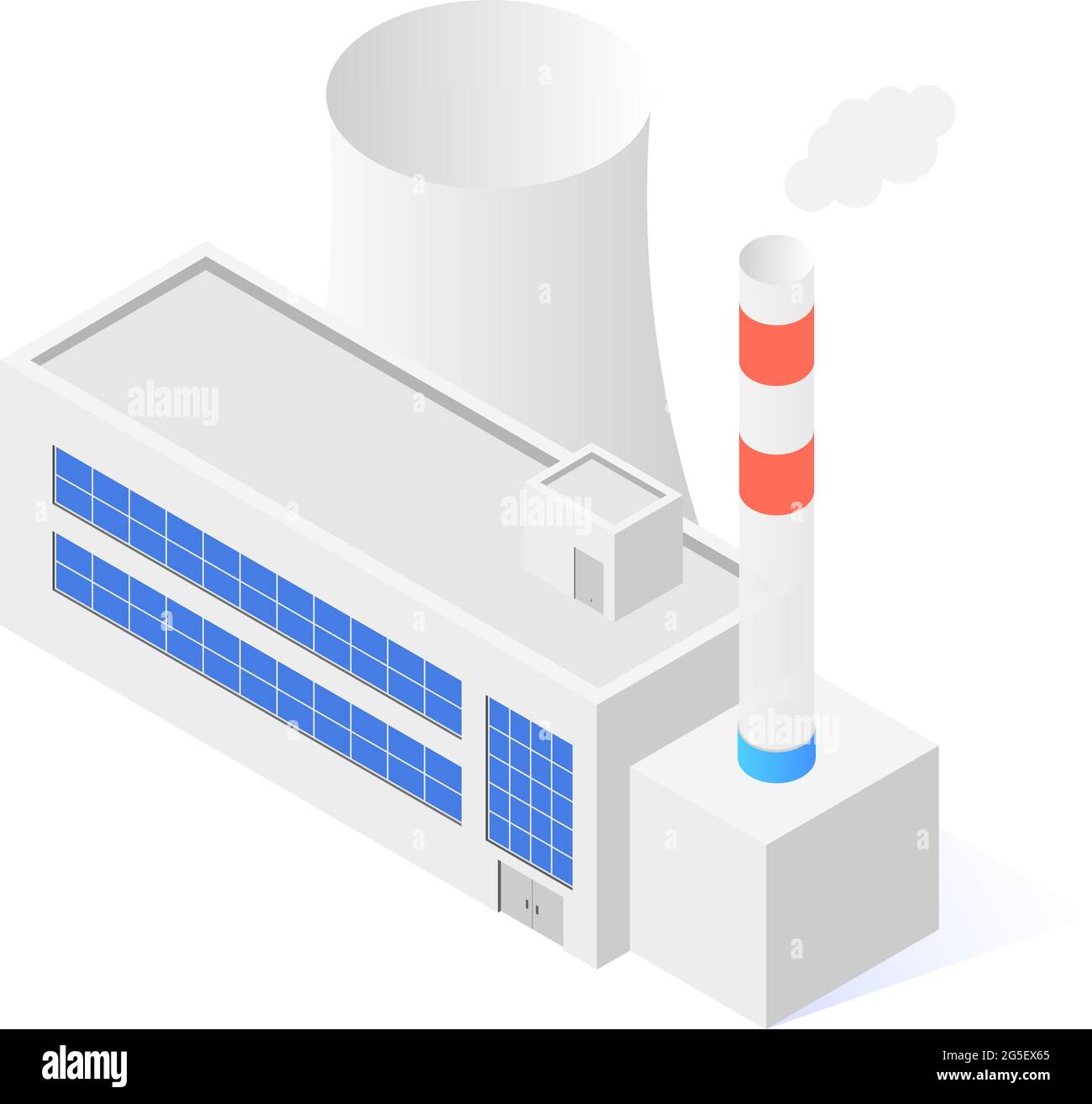Factory isolated icon on white background. Flat vector isometric ...