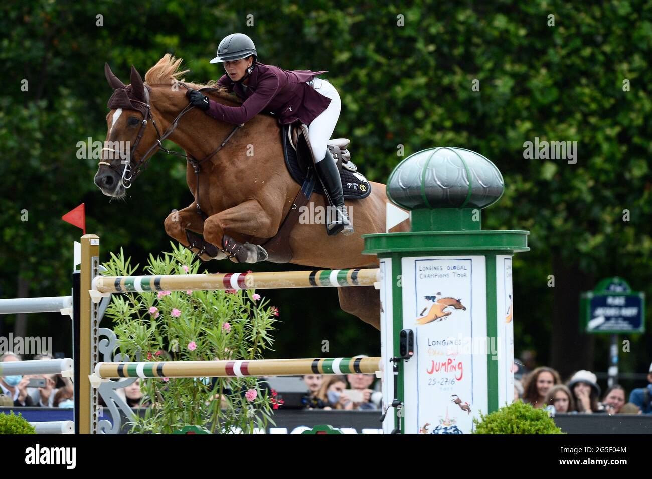 Penelope LEPREVOST (FRA) riding VERITE UNE PRINCE, Longines Global  Champions Tour, Grand Prix of Paris Prize during the Longines Paris Eiffel  Jumping 2021, Longines Global Champions Tour Equestrian CSI 5 on June