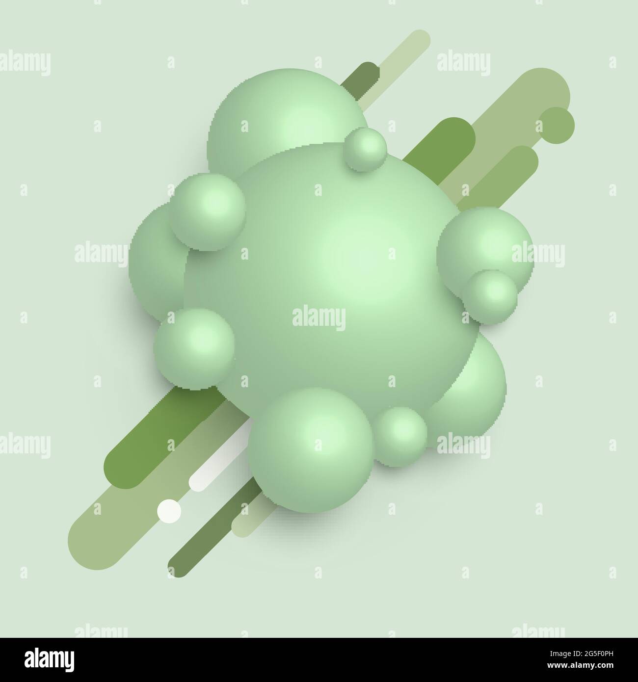 Abstract 3D green sphere ball decorations rounded lines elements background. Vector illustration Stock Vector