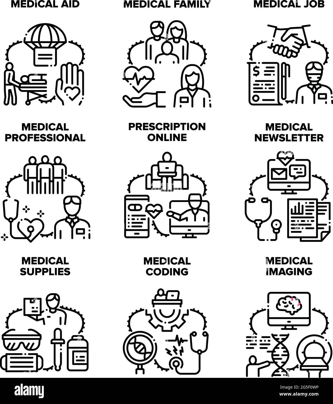 Medical Aid Job Set Icons Vector Illustrations Stock Vector Image & Art