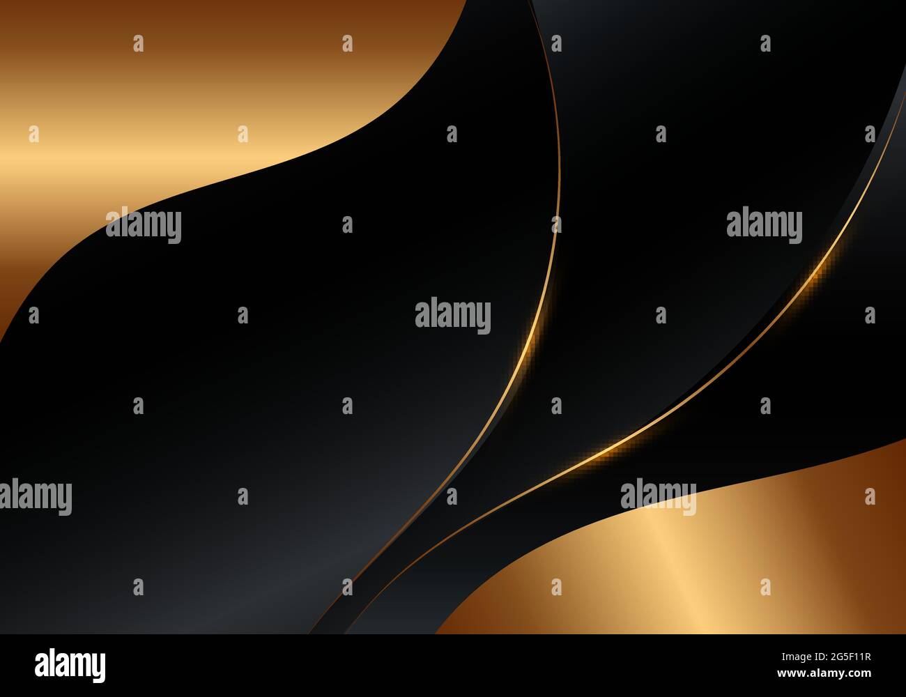 Abstract black golden smooth wave shape and lines background template ...