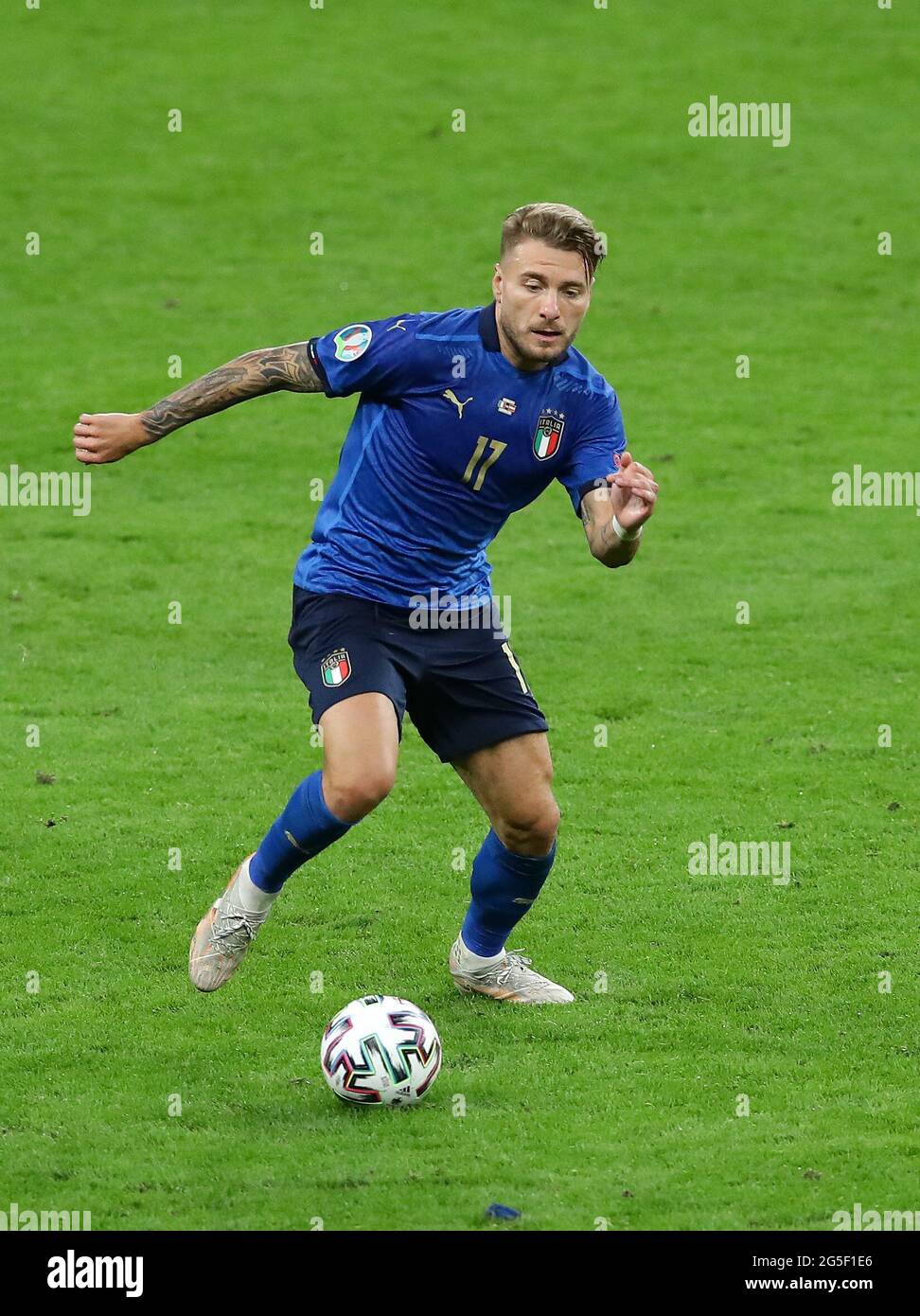 London, England, 26th June 2021. Ciro Immobile of Italy during the UEFA European Championships match at Wembley Stadium, London. Picture credit should read: David Klein / Sportimage Stock Photo
