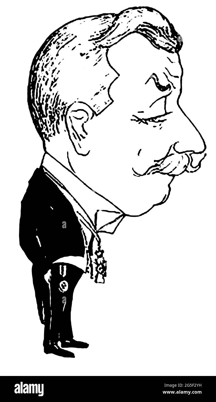 Luigi Solari - from a 1919 book of cartoon caricatures of famous people of the time by artist Giovanni Viafora (USA).  Solari was a shipping executive and former president of the  Italian Chamber of Commerce in New York where he was a well known New York Italian  known as ' The friend of everyone' . He died in San Antonio, Texas aged  81 years old of a heart attack. Poorly documented, it is not known if this is the person of the same name who was also a  close friend , representative  and biographer  of Guglielmo Marconi. Stock Photo