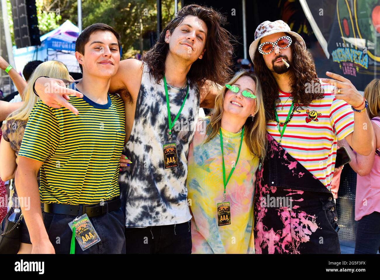 Orange County, California, USA. 26th June 2021.Orange County, California, USA. 26th June 2021.The Surf-Pop band Bikini Trill at the Summer Roots Festival. Photo Credit: Ken Howard/Alamy Live News Stock Photo
