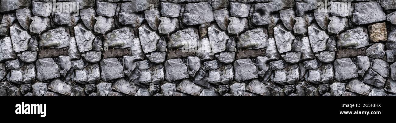 Panoramic Wide angle Slate stone wall textured background for banner ...