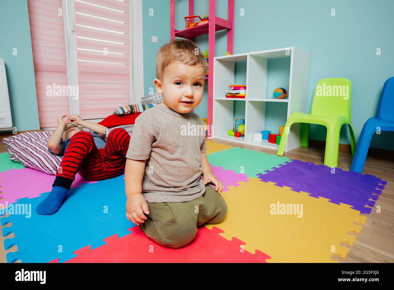 Little boy sleeping while nap time at the kindergarten Stock Photo Alamy