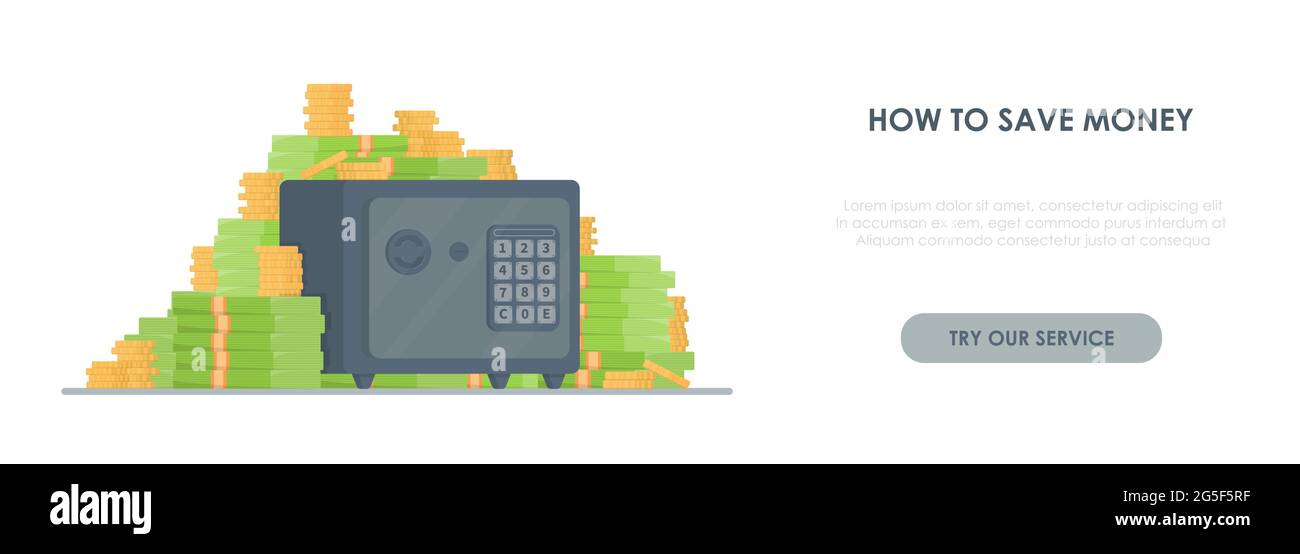 Money saving dollar coins banknotes. Concept for website, page, presentation. Stock Vector