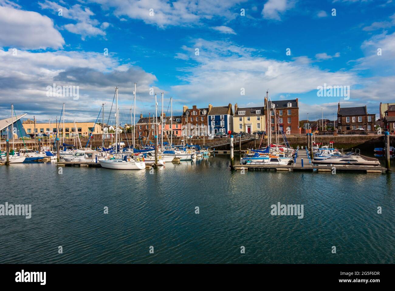 The pretty fishing harbour in the town of Arbroath, Angus, Scotland Stock Photo