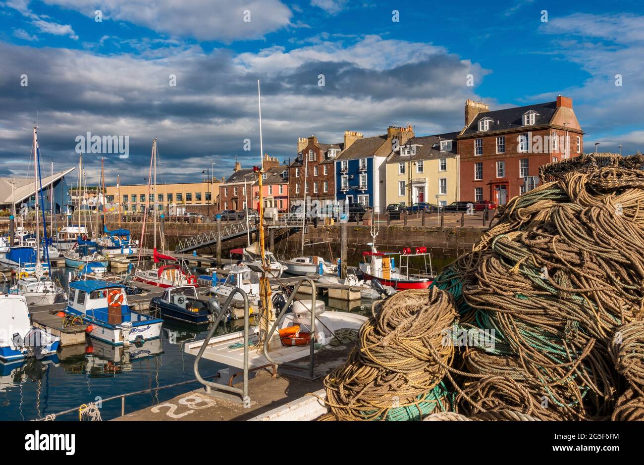 The pretty fishing harbour in the town of Arbroath, Angus, Scotland Stock Photo