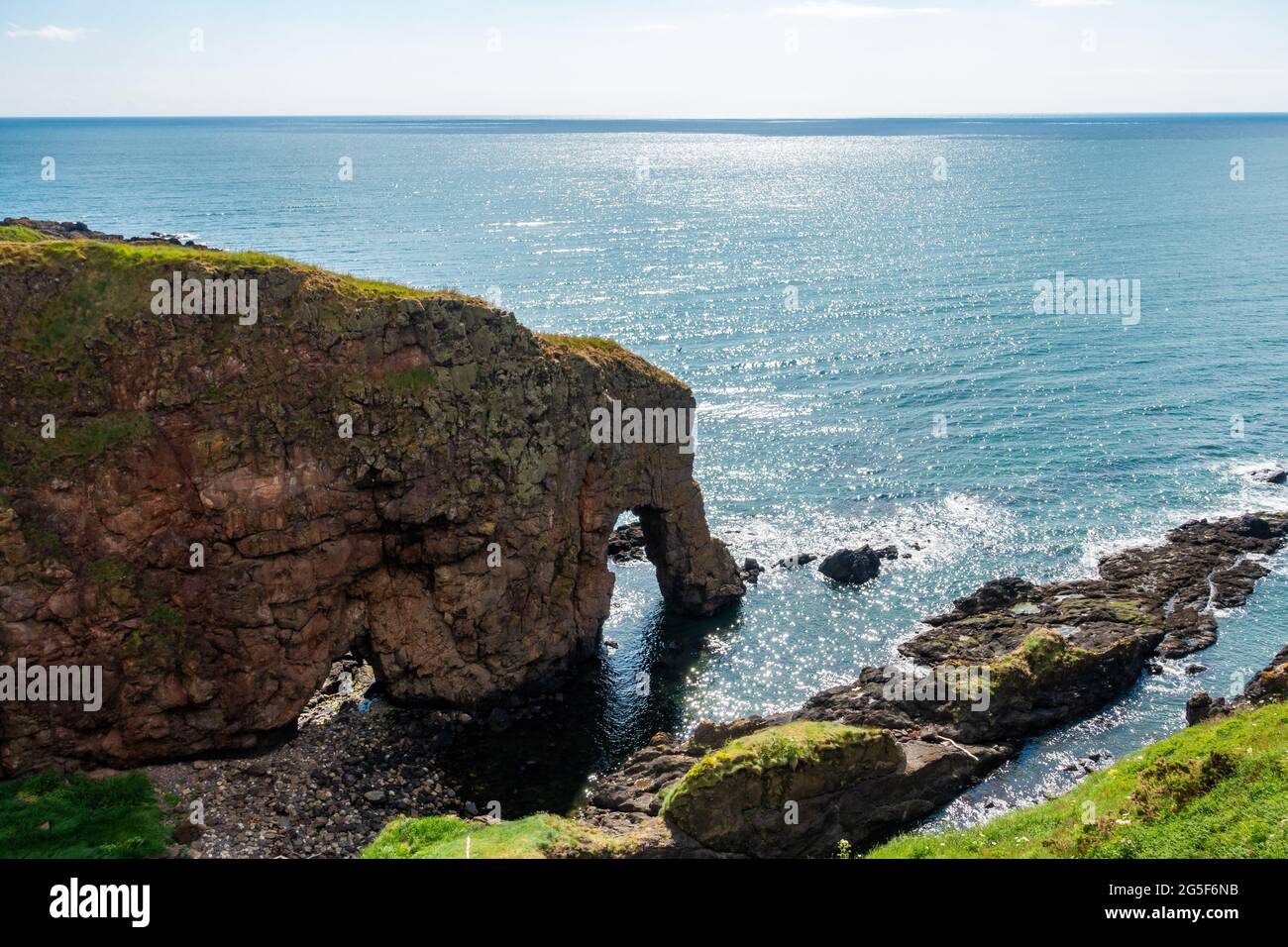 The unusual cliff formation known as Elephant Rock near Montrose, Scotland Stock Photo