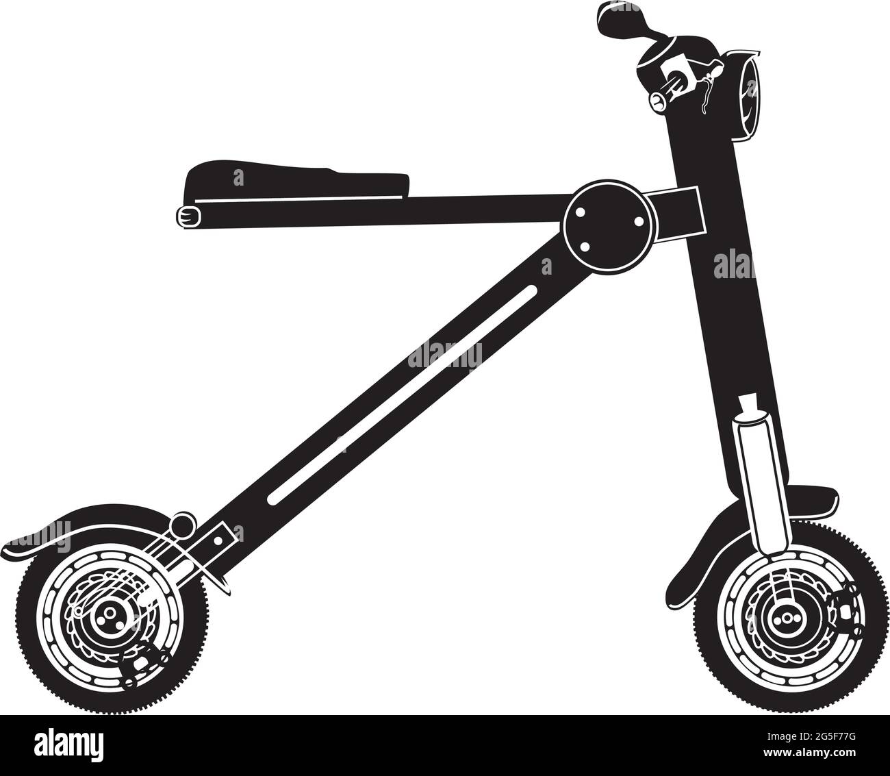 Electric folding scooter flat vector illustration. Stock Vector