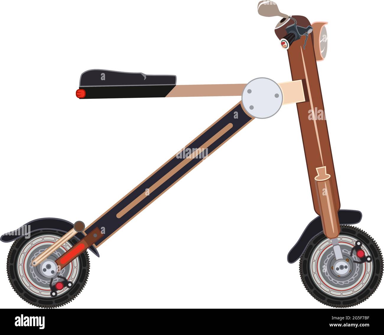 Electric folding scooter flat vector illustration. Stock Vector