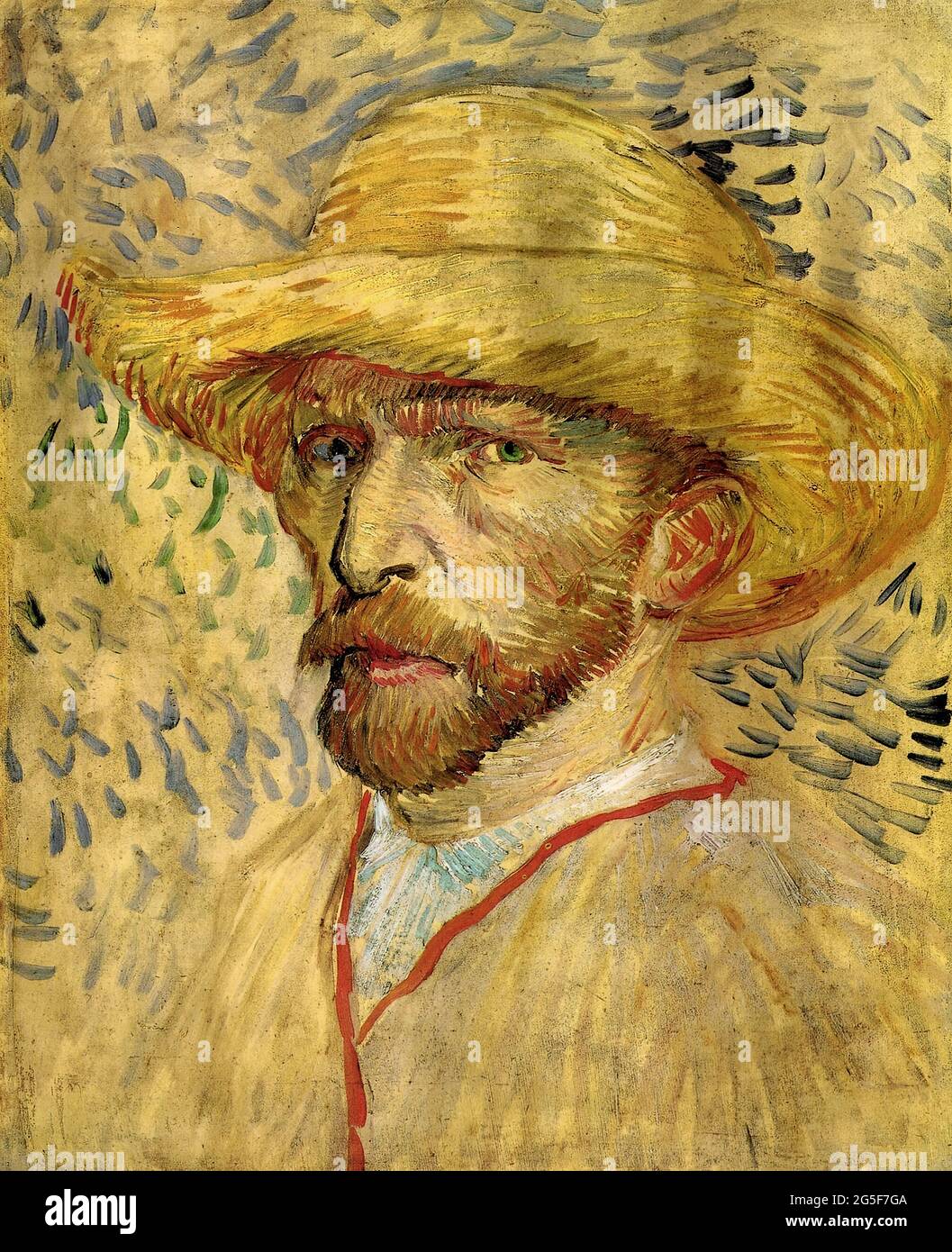 Vincent Van Gogh autoportrait avec chapeau de paille