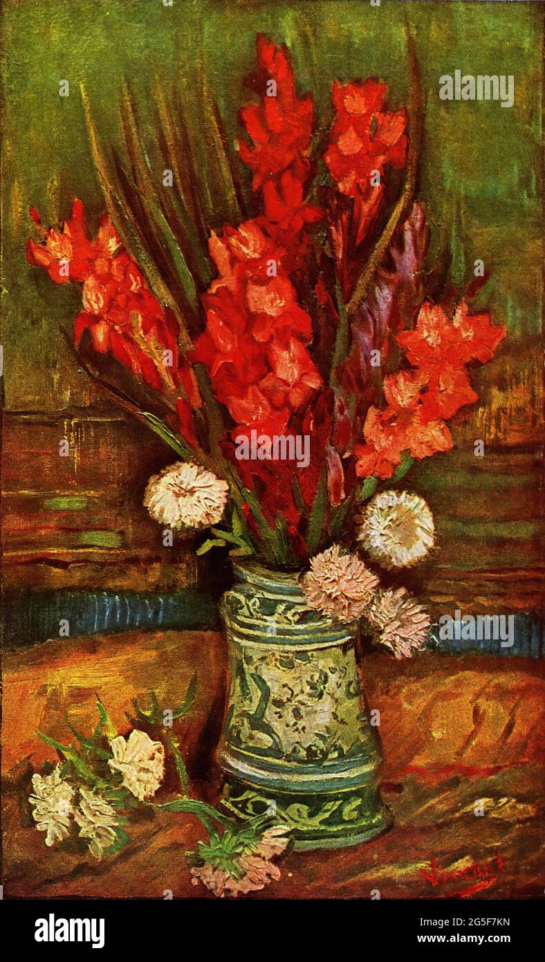 Vincent Van Gogh -  Still Life Vase with Red Gladiolas 1886 Stock Photo