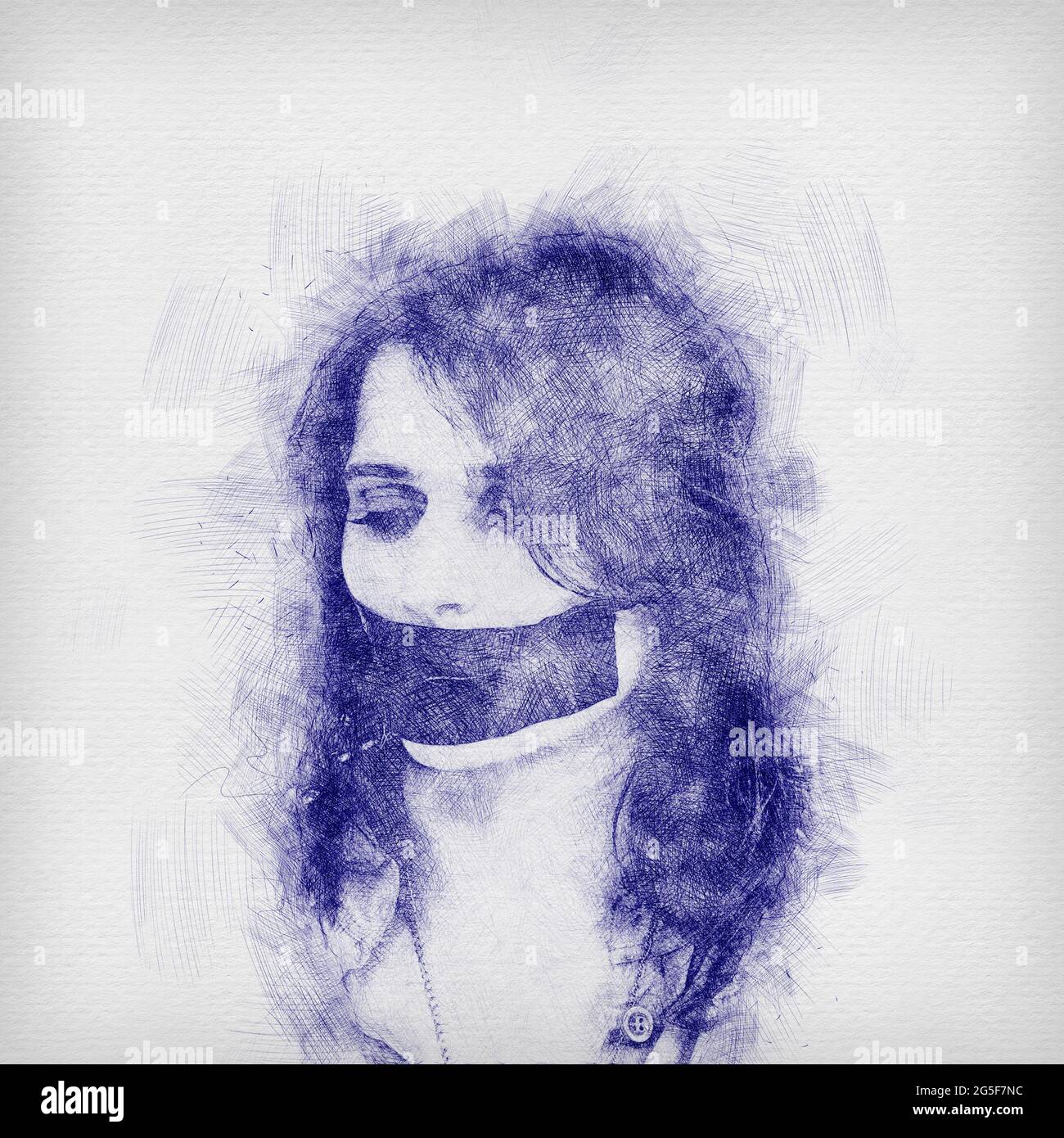 Digitally enhanced image of a young woman with her mouth taped close Stock Photo