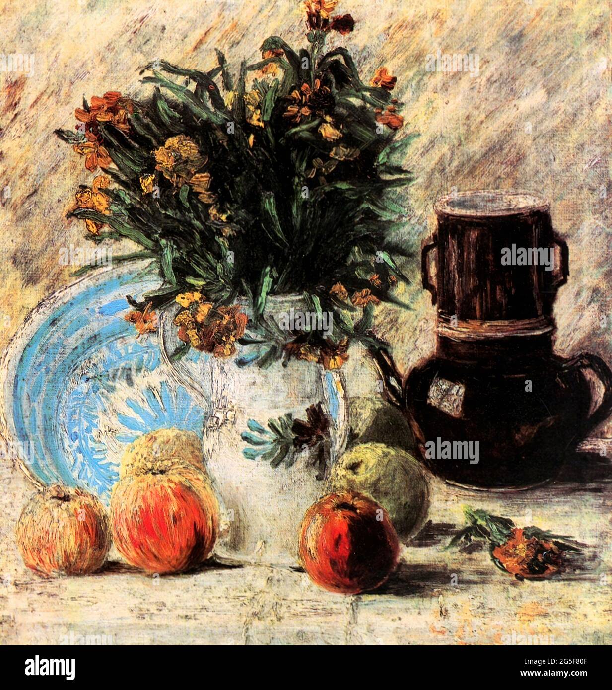 Vincent Van Gogh -  Vase with Flowers Coffeepot Fruit 1887 Stock Photo