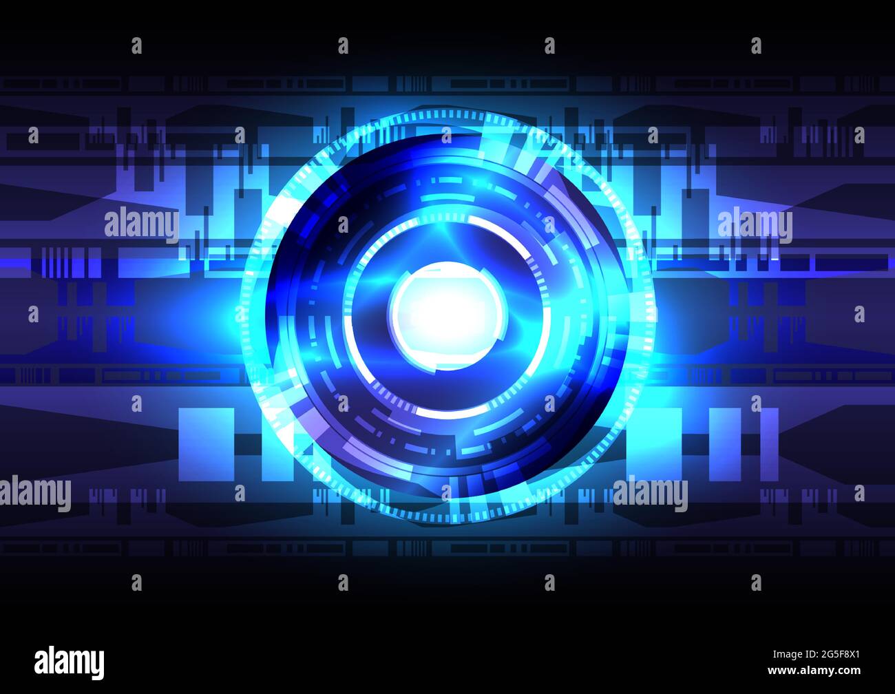 Blue light. Abstract HUD circle background. Futuristic interface. Virtual reality technology screen Stock Vector