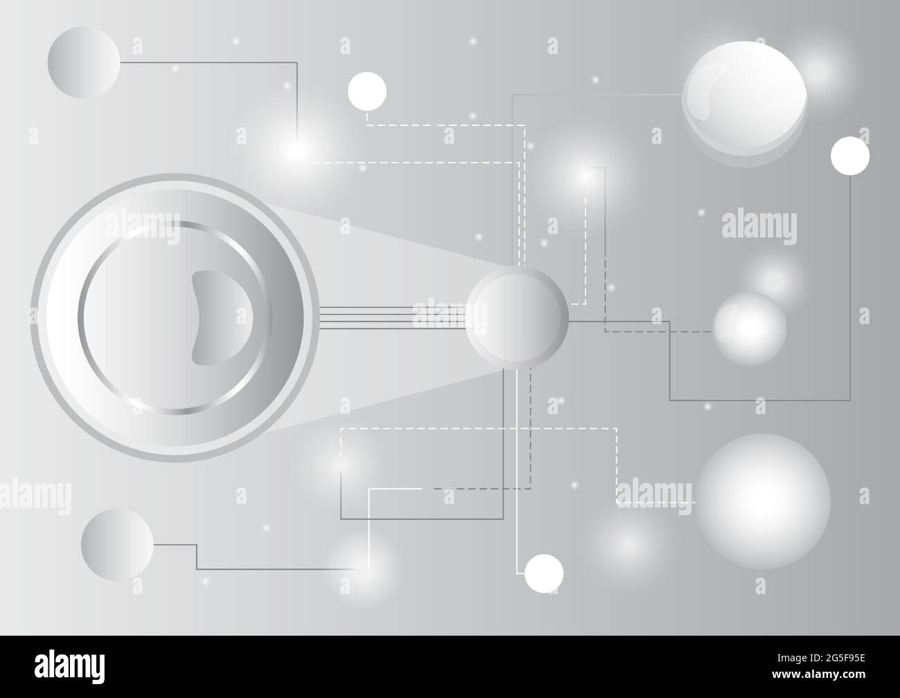 White circle and technology chain. Abstract futuristic background Stock Vector