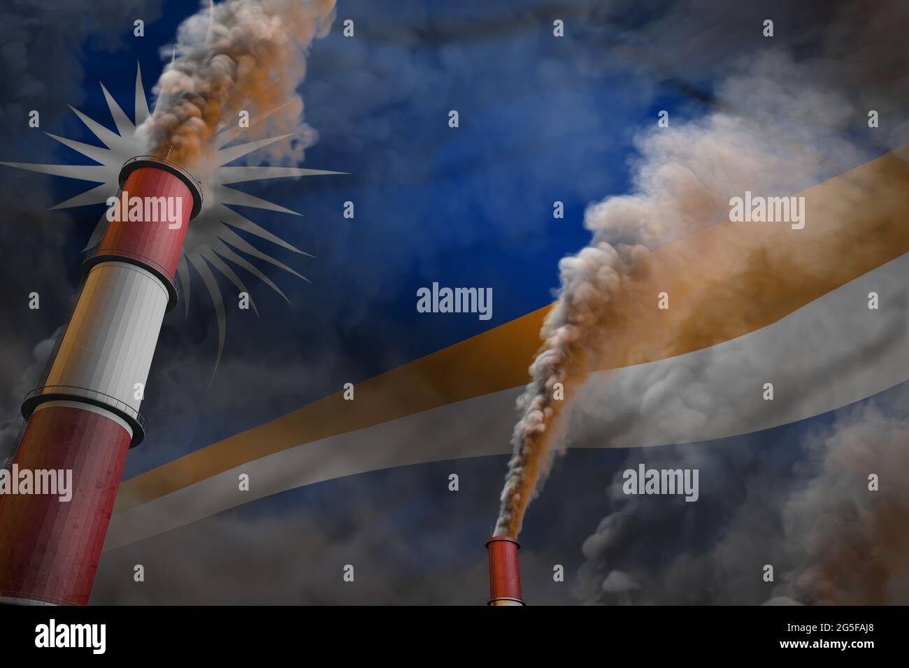 Pollution fight in Marshall Islands concept - industrial 3D
