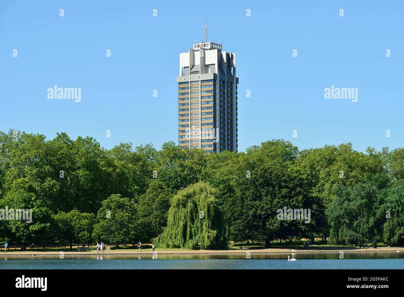 Hyde Park barracks and The Serpentine, Hyde Park, West London, United Kingdom Stock Photo