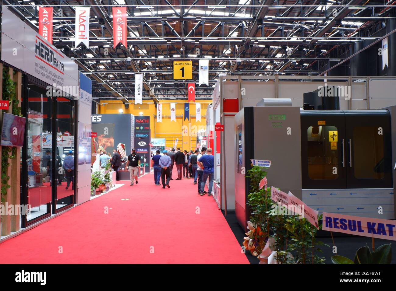 Corridor and Hallway view from Industrial Fair in Turkey Eskisehir Stock Photo