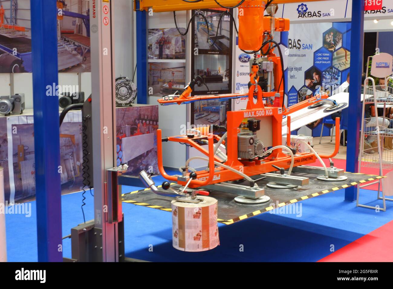 Vacuum Robotic Hands at Industrial Exhibition Stock Photo