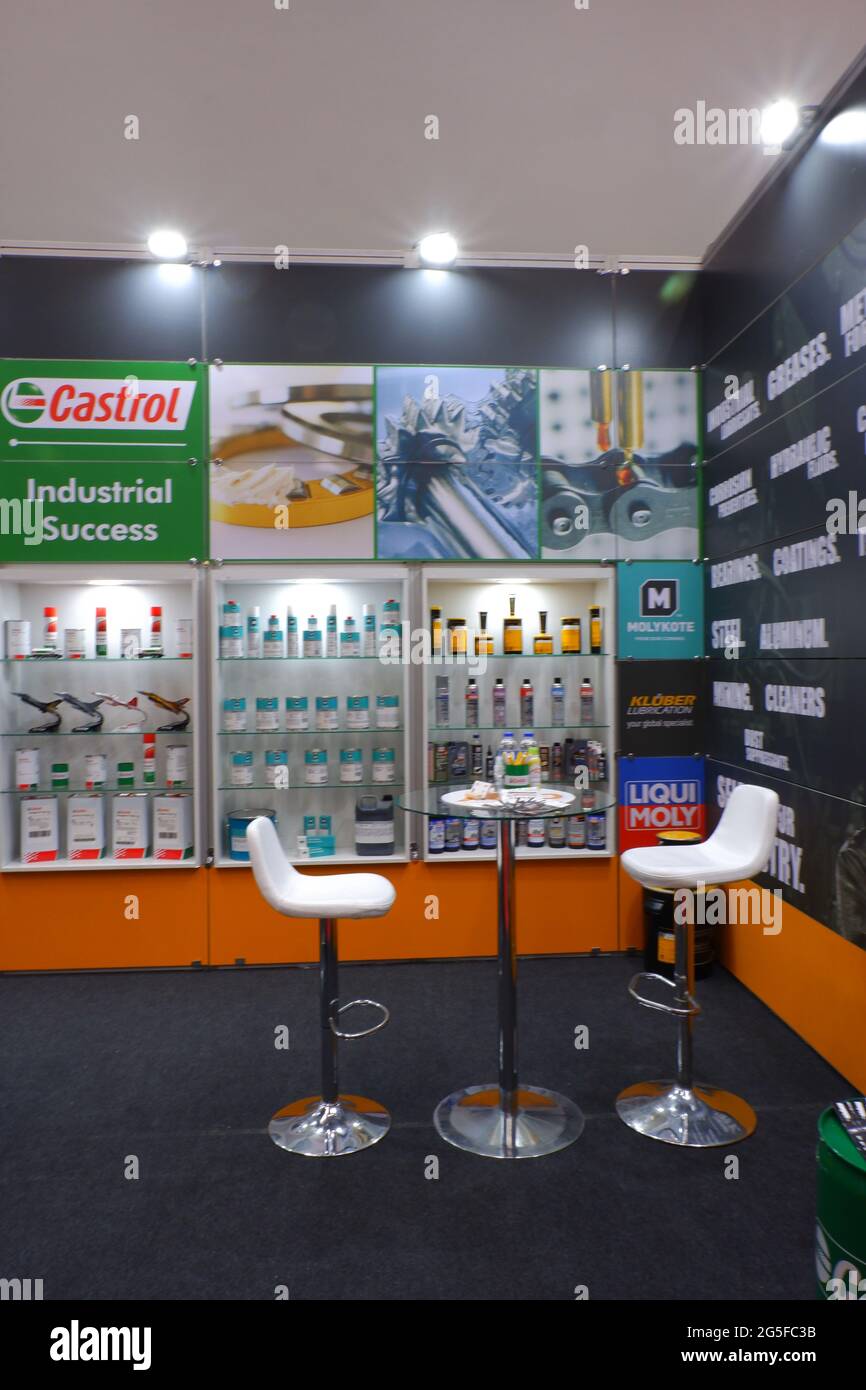 Castrol Motor Oil and Castrol Products  Exhibition indoor  at Industrial Fair in Eskisehir/Turkey Stock Photo